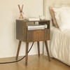 Mid Century Modern Nightstand with Charging Station, Wood Bedside Table