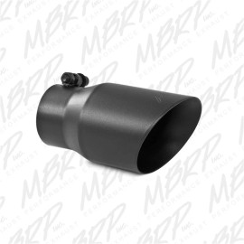 MBRP T5122BLK  Tip 3in Round x 4in Inlet OD Dual Walled Angled Black Tip