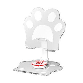 Hidysfas Cell Phone Stand, 360 Rotating Angle Height Adjustable Holder Cute Cat Claw Design with Pad for Desk Mobile Phone Holder Compatible with All Mobile Phone-White