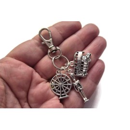 LONDON themed charm bag clip keyring gift, Engand love London travel homeland holiday present favors,