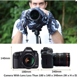 JJC RC-1GR Rain Cover for Small SLR Cameras such as Nikon D90 and Canon EOS 7D, or Cameras Size Smaller than 150 x 112 x 75mm (Camouflage Gray)