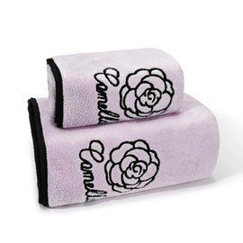 Newseego Bath Towels, Face Towels, Set of 2, Microfiber, Fluffy, Soft, Texture, Antibacterial, Odor-Resistant, Thick, Large, Fast Absorption, Quick Drying, Durable, Solid Color, Camellia Series