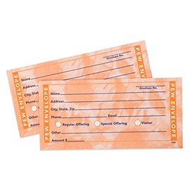 Church Pew Envelope | Specialty Offering | Regular Offering | Orange Collections Envelopes | CloseOut Sale