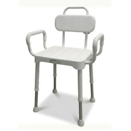 MOBICARE Silla Banco para Ducha/Baño/Tina Ajustable con Brazos Desmontables y Respaldo Soporta hasta 130 Kgs de Peso | Silla Antideslizante para Baño Adulto Mayor.