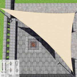 Patio Paradise Sun Shade 12'x20'x23.3' Right Triangle Shade Sail Canopy with Hardware Kits, Heavy Duty UV Block Shade Cloth Pergolas Patio Cover, Permeable Fabric for Outdoor Backyard, Beige
