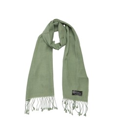 Cashmere Boutique Women Pashmina Scarf for Daily Wear, Wedding, Evening Party, and Winter Warm - 70% Cashmere and 30% Silk - Sage Green, 12" x 60"