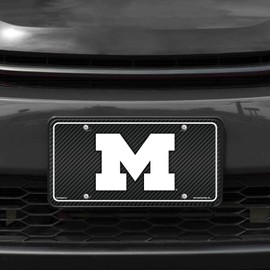 Michigan Wolverines 12x6 Carbon Fiber Design Metal License Plate Auto Tag