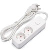 Power Strip 2 Sockets with Switch, 1.5 m Cable, White,