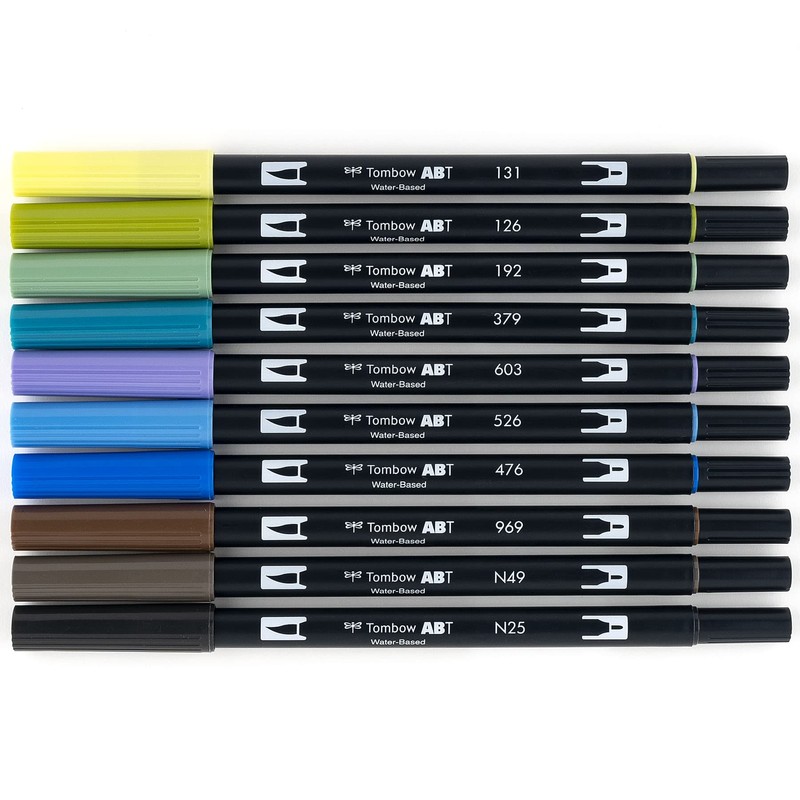 Tombow 56169 Dual Brush Pen Art Markers, Landscape, 10-Pack. Blendable,
