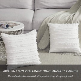 GIGIZAZA Decorative Throw Pillow Covers 26x26,White Square Couch Pillow Covers,Cotton Sofa Boho Cushion Pillows