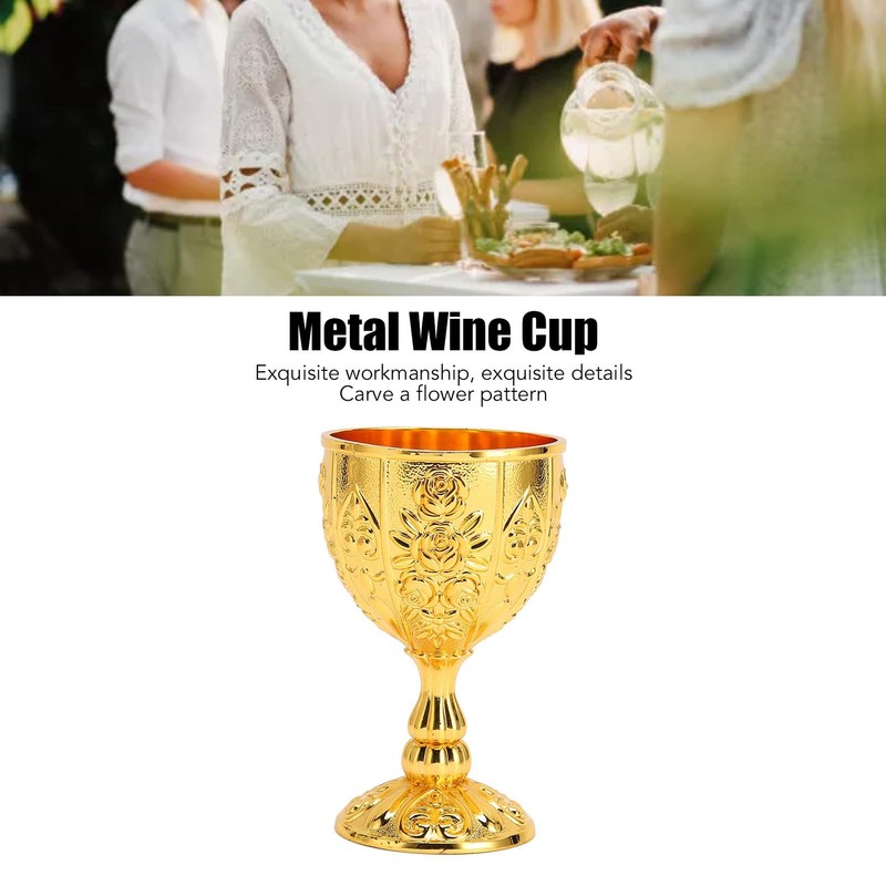 Tomotato Medieval Goblet, Vintage Metal Floral Pattern Goblet The Holy