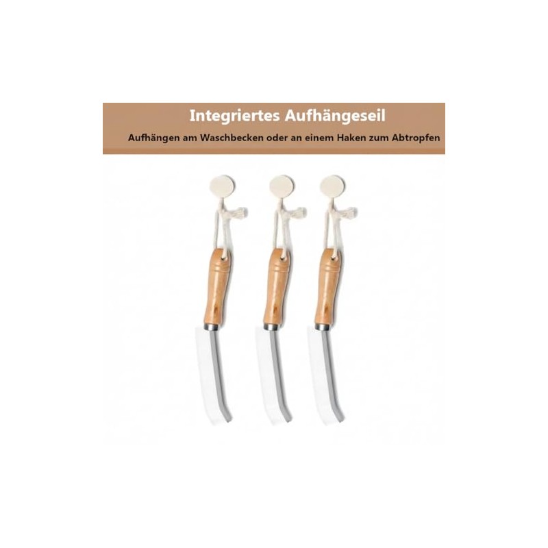 3-piece grout brush set with wooden handle, crevice cleaner with