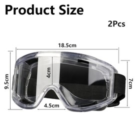 CLKE 2 Pcs Clear Safety Goggles, with One Pcs of Gloves, Safety Glasses Eye Protection Goggles, Anti-Fog and Anti-Scratch Lens Impact Resistance Eye Glasses for DIY, Chemistry, Lab
