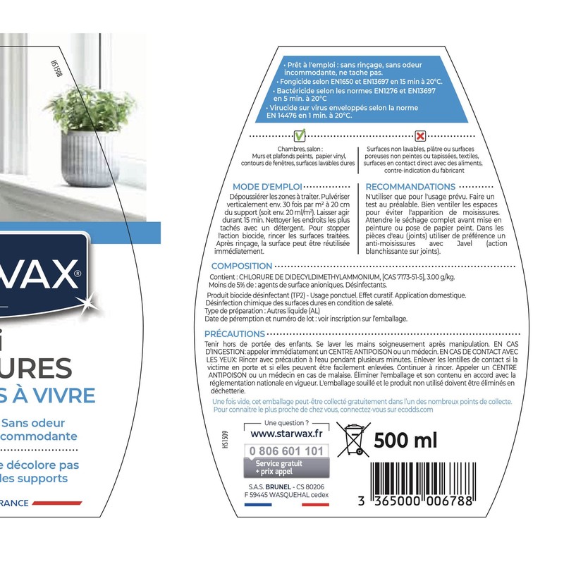 STARWAX Antimuffe per pareti e salotti da 500 ml, ideale