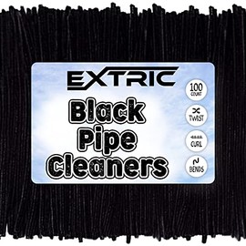 Black Title: Pipe Cleaners- 100Pc. Pipe Cleaner Black Pipe Cleaners-Chenille Stems, Pipe Cleaners Craft, Fuzzy Sticks Great Craft Supplies DIY Art & Craft Projects| 6mm x12 inch