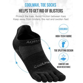 OrrinSports Toe Socks for Men Women Cool-max Running Socks 3 Pairs Athletic Breathable Five Finger Sock