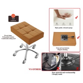 Kaleurrier Heavy Duty Stools with Wheels 400lb Backless Height Adjustable Stool - Rolling Stools Swivel Chair for Counter Bar Salon Office Home Kitchen Lab Clinic (Rolling Casters, Camel)