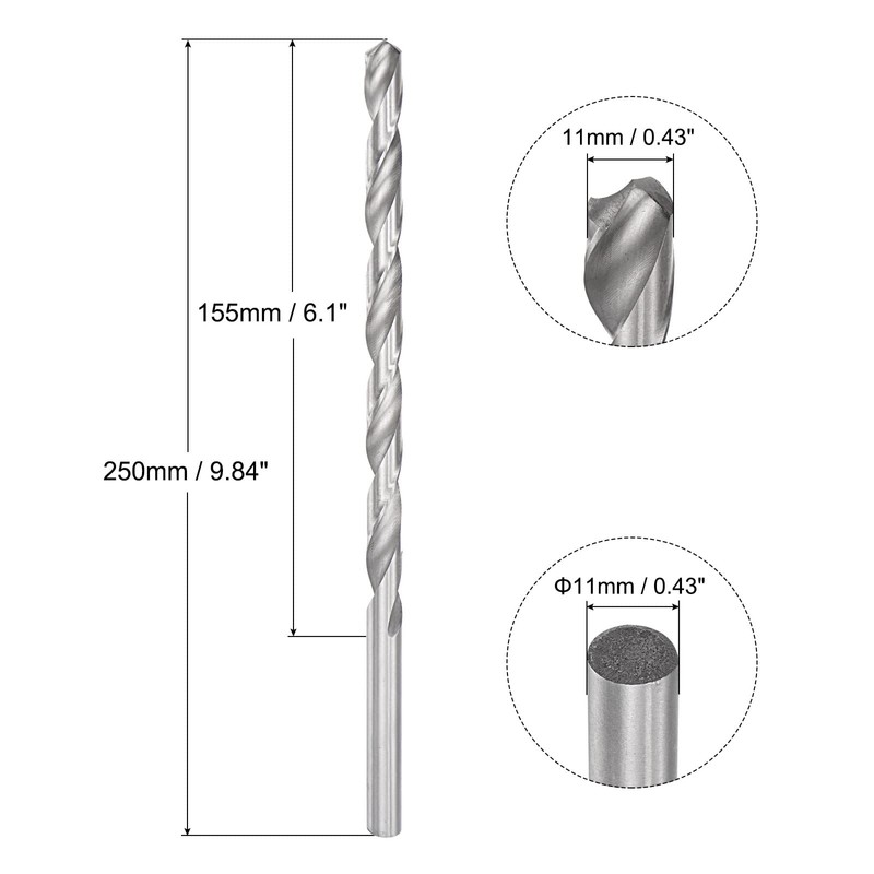 sourcing map 11mm Twist Drill Bits, High-Speed Steel Straight Shank