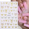 6 Sheets Butterfly Nail Art Stickers Gold Nail Decals 3D