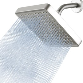 Voolan High Pressure Rain Shower Head - Luxury Modern Look - The Adjustable Replacement For Your Bathroom Showerhead - 6" Square High Flow Pressure Boosting Showers (Brushed Nickel)
