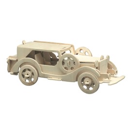 Pebaro 865/1 Classic Car I Wooden Kit, 3D Puzzle, Model Kit, Craft with Wood, Wooden Puzzle, Craft Set, Pre-Cut Wooden Plate, Includes Emery Paper, Break Out, Snap Together, Gift Idea