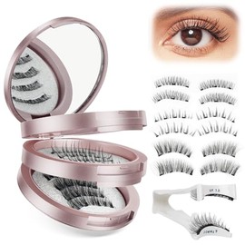vantisan Kit de Pestañas Postizas Magnéticas,con Aplicador sin Pegamento y estuche de almacenamiento, Reutilizables, Varios Estilos (3 pares)         