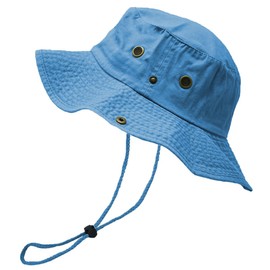Glory Max Washed Cotton Bucket Hat with Chin Strap Fishing Sun Safari Boonie Cap (as1, Alpha, l, x_l, Baby Blue)