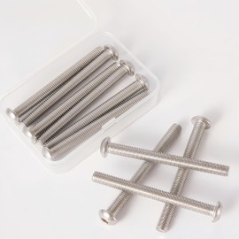 YIIFLY M10x1.5 Bolt, M10 x 70mm Button Head Socket Cap Bolts Screws,304 Stainless Steel(A2-70), Allen Hex Drive, Bright Finish, Fully Threaded, Quantity 6