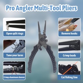 Eupheng Muti Function Fishing Pliers with Tippet Cutter Set Stainless Saltwater Resistant Hook Remover with Safety Lock,Split Ring Pliers,Braided Fishing Line Cutting Fishing Tool Set Gift for Men