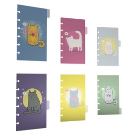 Discagenda 6 Section Dividers Plastic Durable Cute Kitten Cat for Planner Personal Organizer (Personal Size (3.7x6.7in), Discbound)