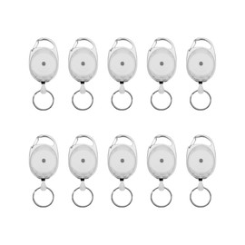 linie zwo ®, Pack of 10 Retractable Key Rings with Carabiner White