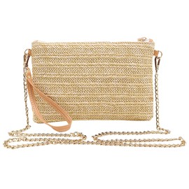 Beurlike Straw Clutch Purses for Women Beach Wristlet Wallet Small Cross body bag for Girls(Natural)
