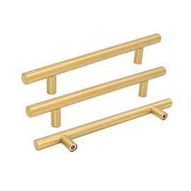 goldenwarm 15Pcs Brushed Brass Drawer Pulls Gold Handles for Kitchen Cabinet 6-1/4 inch Modern Gold Hardware - Brushed Cupboard Door Pulls 8-4/5in Overall Length
