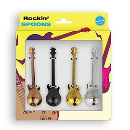 Winkee - Guitar Coffee Spoons Set of 4 - Stylish Spoons in Guitar Look | Teaspoon Multicoloured | Dinner Spoon | Egg Spoon | Stainless Steel | Gift for Christmas, Birthday, Valentine's Day