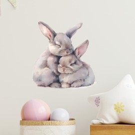 RoyoLam Two Sleeping Rabbits Wall Decals Removable Bunny Vinyl Stickers for Nursery Kids Bedroom and Playroom Animal Decor Peel and Stick Wall Art
