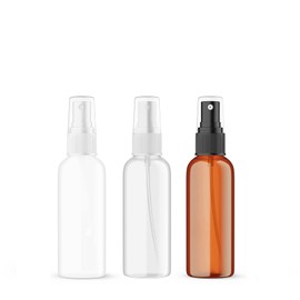 SEVENHEAD 100ml Plastic Essential Oil Spray Bottle 3.4OZ Three Color - Clear, White, Amber, Small Spray Bottle with Plastic Sprayer - Set of 3