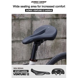 GORIX Bike Saddle Seat Wide Hole Shock Absorption Waterproof Soft Cushion Mountain Road Bicycle (Venture 12)