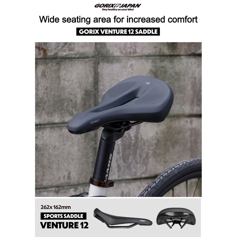 GORIX Bike Saddle Seat Wide Hole Shock Absorption Waterproof Soft