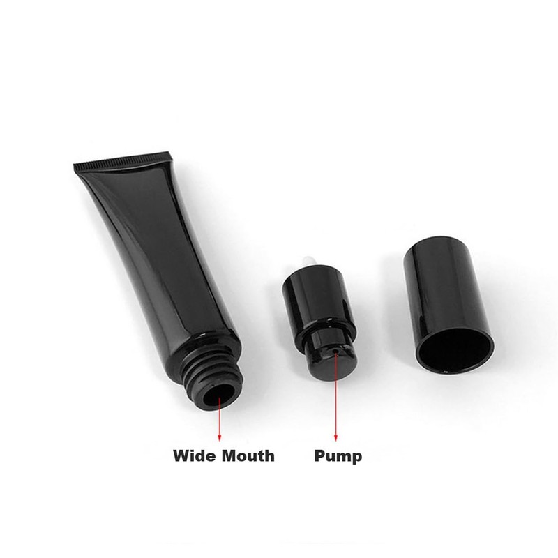 3PCS 40ML/1.3OZ Black Airless Pump Bottles Refillable Travel Cosmetic Tube