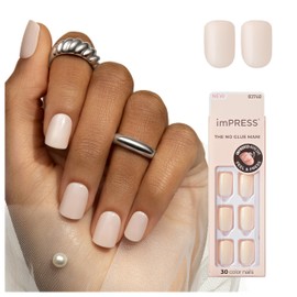 KISS imPRESS No Glue Mani Press On Nails, Color, 'Point Pink', Pink, Short Size, Squoval Shape, Includes 30 Nails, Prep Pad, Instructions Sheet, 1 Manicure Stick, 1 Mini File