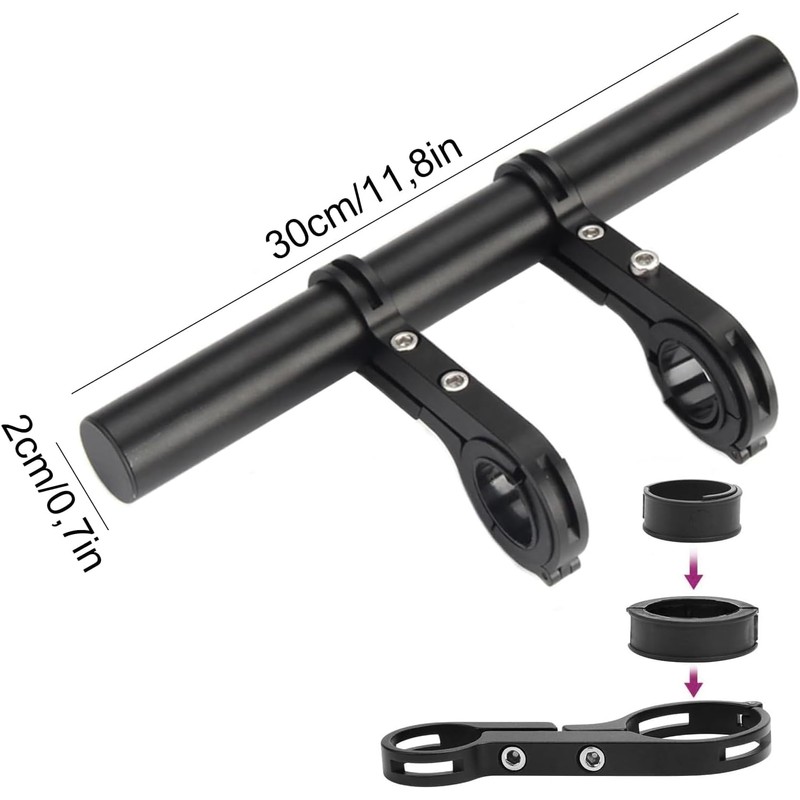 Bicycle Handlebar Extension, 30 cm Aluminium Bicycle Extender Holder, with