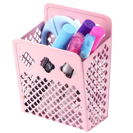 Magnetic Pencil Holder - Magnetic Locker Organizer, 1 Pack Pen Holder Locker Accessories for School and Office (1 Basket Pink)