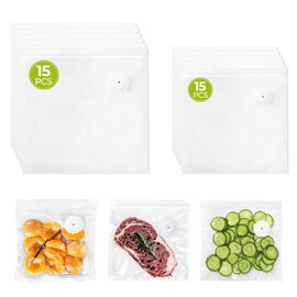 ZLTMYI Reusable Vacuum Sealer Bags for Food with Air Valve, 30 Pack BPA‑Free Food Saver Bags Dishwasher‑Safe, Freezer,Microwave, Odor-Resistant, Leak‑proof for Leftovers, Meal Prep, Sous Vide, BBQ