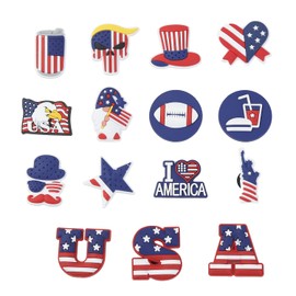 15 Pcs American Flag Shoe Charms, 4 th of July Shoe Decoration Charms, Shoe Accessories for Women Men Girls Boys, Suitable for Shoes with Holes