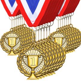 Loetere 100 Pcs 1st 2nd 3rd Place Medals for Award Metal Winner Trophy Awards Gold Silver Bronze Prizes Metal Medals with Neck Ribbon for Sports Competitions Party 2 Inches(1st Place)