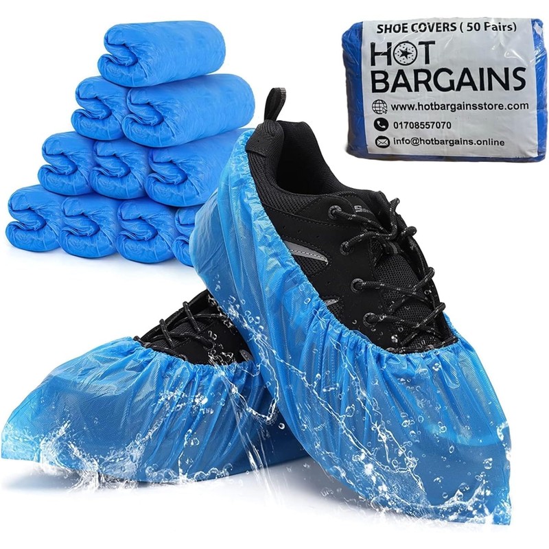 HOT BARGAINS 100 Pack (50 Pairs) Disposable Shoes Covers Waterproof