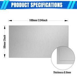 Uxney Stainless Steel Sheet,2" x 4"-20 Gauge(0.8mm) Thickness 430 Stainless Steel Metal Plates for DIY, Jewelry, Electrical, Repair, Industrial(2 Pac）