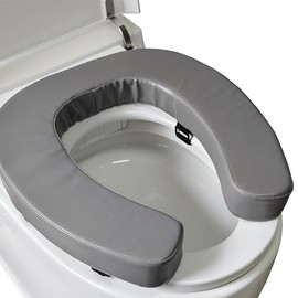 Padded Toilet Seat Cushion with 2-Inch High-Density Foam & Waterproof PU Fabric, U-Shape Padded Toilet Cushion - Secure Hook & Loop Tape, Fits Standard Toilets (Grey)