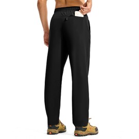 TBMPOY Mens Hiking Pants Lightweight Quick Dry 3 Pockets Travel Fishing Water-Resistant Athletic Workout Sweatpants Black L