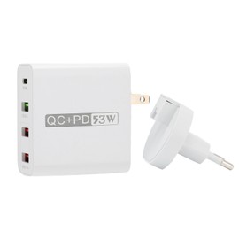 53W 4 Port Mobile Phone Charger 20W PD QC3.0 Fast Charger Foldable Travel USB Power Adapter（/  ）